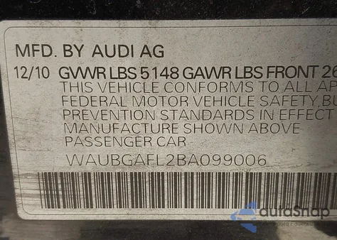 2011 Audi S4 3.0 Premium Plus из США, поврежденный, VIN WAUBGAFL2BA099006
